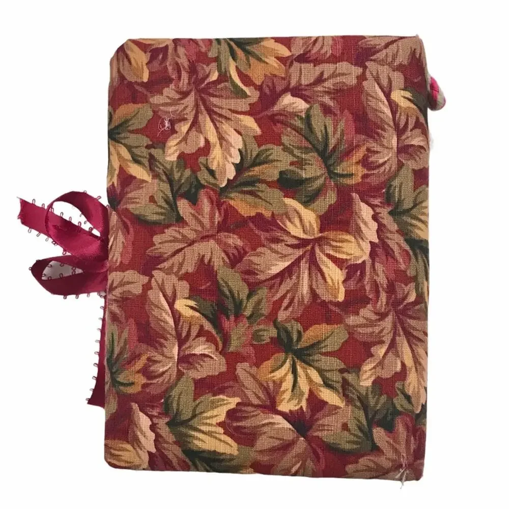 Handcrafted Fabric Floral Fabric Maroon Hand Made Journal NWOT